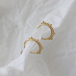 Stud Earrings Fashion Hoop Cartilage Stainless Steel Gold Color Small Circle Bead For Woman Girl Wedding Party JewelryStud