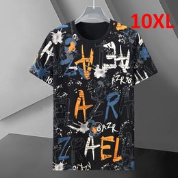 Men's T-Shirts Big Size 10XL T Shirts Summer Tshirts Men Fashion Casual Plus Tops Tees Letter Graffiti Short Sleeve T-shirt Male 230412