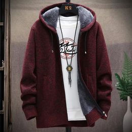 Mens Jackets Autumn and Winter mens wool jacket plush thickened classic vintage cardigan Hoodie casual loose tops 231110