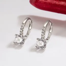 Dangle Earrings Classical Prong Setting Square Crystal Bling Diamonds Gemstones Clip On Drop For Women White Gold Silver Color Jewelry