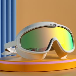 Óculos de óculos de natação profissionais homens adultos homens Antifog HD Glass de armação grande de armação de armação UV Proteção de mergulho esportes aquáticos Eyewear 230411