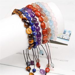 Strand Irregular Stone Beads Bracelet Handmade Natural Tiger Eye Quartzs Woven Bracelets Adjustable Yoga For Men Women Jewellery