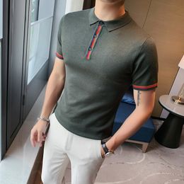 Men's Polos Men's Solid Polo Shirt Summer Men's Clothing Polo Collar Shirt British Fashion Pure Cotton Polo Shirt Top 4-color S-3XL 230412