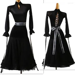 Stage Wear Black Standard Ballroom Dress Long Dresses Women Waltz Competition Mq281