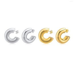 Hoop Earrings Stainless Steel C Shape Gold Colour Women Polished Naked 2023 Summer Fashion