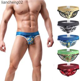 Underpants Summer Men's Clear Tendon Briefs Men's Wild Camouflage Sexy U convex Capsules Sexy Soft Skin-Friendly Comfortable Underwear W0412