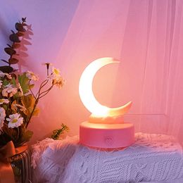 Desk Lamps Crescent Moon Night Light Children'S Desk Night Lamp Moon Cloud Glow Toy Bedside Lamp For Home Children' Bedroom Decoration Gift P230412