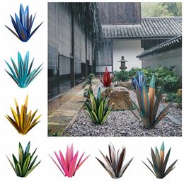 Metal Agave Plant Hand Painted Garden Yard Art Decoration Tequila Rustic Sculpture Statue Figurine Home Outdoor Ornament Decorativ302m