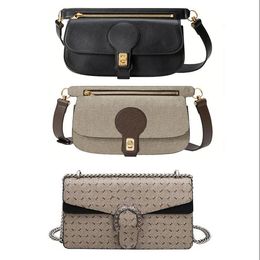 Women Flip Waist Bag Handbag Ladies Letter Baguette Bag Detachable Chain Leather Shoulder Belt Bags