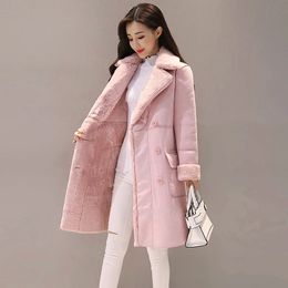 Women's Down Parkas Winter warm Suede Fur Lining Women Coat Europe Fashion Thick Winter Jacket Long Overcoat Female Warm Trench Coats 231110