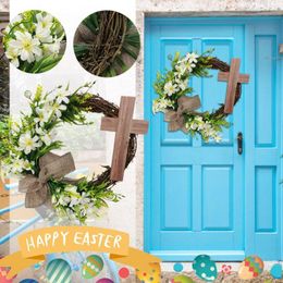 Decorative Flowers Easter Crossing Wreaths Twig Wreath Garland With Dried Flower Front Door For Home Decoration