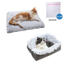 Cat Beds House Soft Long Plush Winter Warm Sleeping Cats Nest Dog Basket Pet Cushion For Accessories