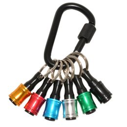 Screwdrivers 6Pcs 1/4inch Hex Shank Screwdriver Bits Holder Extension Bar Drill Screw Adapter Quick Release Keychain 230412