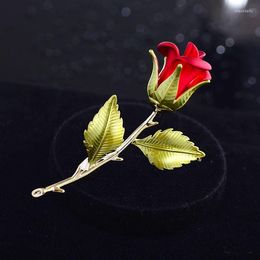 Brooches 2023 Elegant Enamel Red Rose Brooch Temperament Simple Fashion All-match Oil Drop Pin Anti-glare Buckle Cute Gift