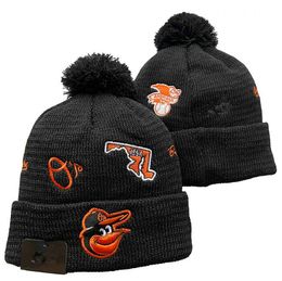 ORIOLES Beanies BALTIMOREs Beanie Cap Wool Warm Sport Knit Hat Baseball North American Team Striped Sideline USA College Cuffed Pom Hats Men Women