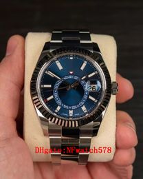 2023 QC Verifique os homens de luxo de pulso 42mm Índice azul Dial Bracelete Automática Pilot9001 Relógios de pulso impermeabilizados 326238 Caixa original
