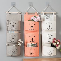 Boxes Storage 3 Pockets Cute Wall Mounted Bag Closet Organiser Clothes Hanging Children Room Pouch Home Decorww 230411