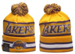 Lakers Beanies Los Angeles Beanie Cap Wool Warm Sport Knit Hat Basketball North American Team Striped Sideline USA College Cuffed Pom Hats Men Women a11