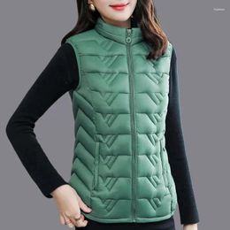 Women's Vests Large SIze Women Clothes Winter Autumn Padded Vest Stand Collar 6 Solid Colors Sleeveless Jacket Female Casua Waistcoat XL-5XL