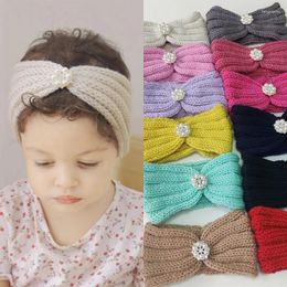 Hair Accessories Baby Pearl Flower Exquisite Children Autumn And Winter Thermal Knitting Headscarf Band