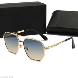 New trend Hexagonal Sunglasses Men Fashion Latest black Metal full frame UV400 Sunshade Square blue gradient tea eyewear womens designer glass