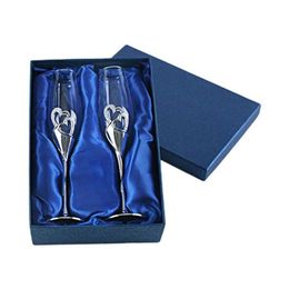 Champagne Toasting Flutes Wedding Accessories Silver Hearts Set Of 2 P9YB Wine Glasses220p