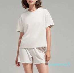 Womens Yoga T-shirt Summer Top Womens Ribber Round Collar Ribbing Short Sleeve Elastic Breathable Sports Fitness Solid Colour