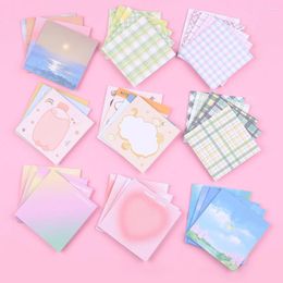 Vintage Kawaii Gradient Halo Plaid Grid Memo Pad Set with Sticky simple sticky notes - Perfect for Office and School Stationery