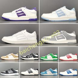 With Box Designer Casual Shoes Skel Top Low Leather Sneaker Men Women Light Bone Shoe White Lilac lime Blue Pink Orange Pupple Black Trainers Fashion Brand Shoe B9