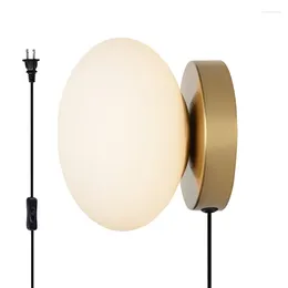 Wall Lamps Nordic Lamp Pebbles Glass Shade Living Room Metal Fashion Modern Minimalist Model Bedroom Bedside With Plug Sconces