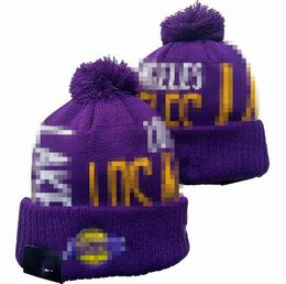 Lakers Beanies Los Angeles Beanie Cap Wool Warm Sport Knit Hat Basketball North American Team Striped Sideline USA College Cuffed Pom Hats Men Women a19