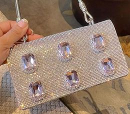 Evening Bags Luxury Shiny Water Diamond Small Square Bag Fashion
