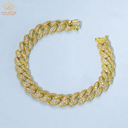 Chain WUIHA Solid 925 Sterling Silver Created 1619CM Hip Hop Rock Gold Bracelets for Men Women Fine Jewellery Drop 230411