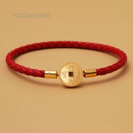 Charm Bracelets Vintage Gold Color Coins Bracelet for Women Genuine Braided Leather Bracelet 9 Colors Fashion Accessories Female Jewelry Gifts 230412