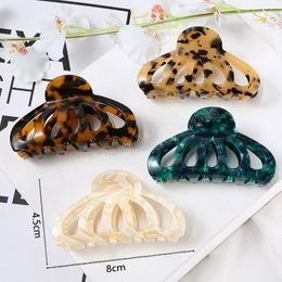 Vintage Crab Hair Clip Women Acetate Hair Clip Geometry Hollow Out Leopard Claw Clip Girls Hair Accessories