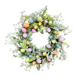 Decorative Flowers 17.72inch Eucalyptus Wreath Wall Hanging Ornament Outside Pendants Colorful Egg Garland For Wedding Party Backdrop Po