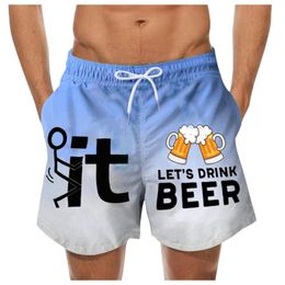 Men's Shorts Compression Lined Swim Trunks Men Work Drawstring Letter Beer Beach Printed Casual Cargo For MenMen's