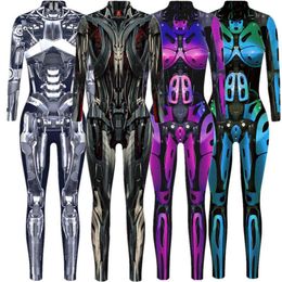 Robot Punk Jumpsuit Catsuit Sexy Women Cosplay Costumes Zentai Halloween Bodysuit G0925300p