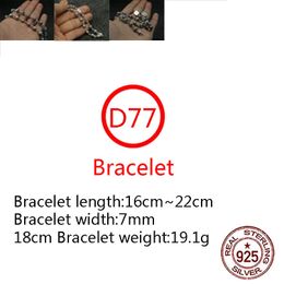 D77 S925 Sterling Silver Bracelet Fashion Letter Personalised Vintage Cross Flower Ball Punk Hip Hop Style Lover Gift