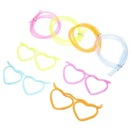 Disposable Cups Straws 8 Pcs Heart-shaped Glasses Straw Child Drinking Twisty Hose PVC Party Supplies