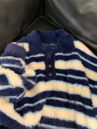 Women's Sweaters Women Blue Striped Pullover Knitted Sweater 90s Aesthetic Harajuku Long Sleeve Mohair Y2k 2000s Vintage Fashion Clothes