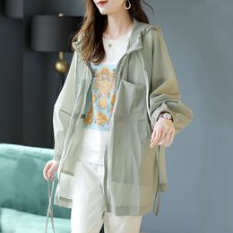 Women's Jackets Women's Hoodie Fashion Thin Transparent Fashion Soft Summer Women's Solid Ins Korean Sunscreen Harajuku High Street Holiday 230412