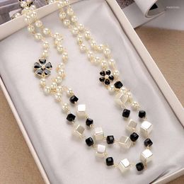 Chains Korean Long Pearl Necklace Multi Layer Number 5 Sweater Chain Female Accessories Clothing Pendant Jewellery