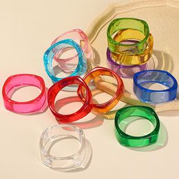 Bangle Transparent Acrylic Resin Wide Bangles For Women Retro 2023 Solid Color Bracelets Female Girls Big Jewellery Wholesale