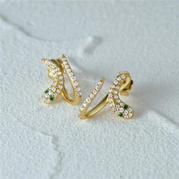 Stud Earrings CANNER Zircon Snake Shape Animal S925 Sterling Silver Personalized Design Simple Irregular Fine Jewelry