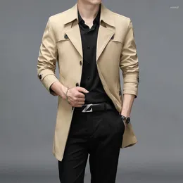 Men's Trench Coats 2023 Size 6XL 7XL 8XL 9XL Men's Khaki X-Long Single Breasted Spring Autumn Designer Long Men For