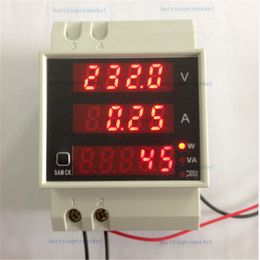 Digital Voltage Current Power Metre Ammeter Voltmeter Powermeter DIN RAIL 100A AC80-300V 200V-450V Volt Amp Watt Metre D52-2048