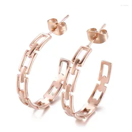 Hoop Earrings Fashion Punk Silver Rose Gold Colour Stainless Steel Half Geometric Circle Jewellery For Women