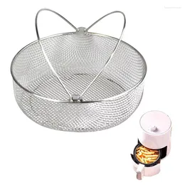 Double Boilers Air Fryer Mesh Basket Stainless Steel Cooking 8inch Round With Handle Accessories For Home