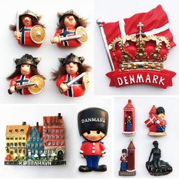 Decorative Objects Figurines Nordic Denmark Fridge Magnets Crafts Collection Gift Copenhagen Royal Crown Tourism Memorial Refrigerator Stickers 230412
